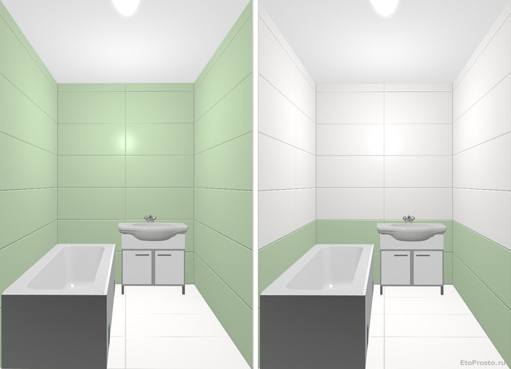 Навіть якщо порівнювати повністю зелені стіни і зелений низ - білий верх, різниця буде помітніше