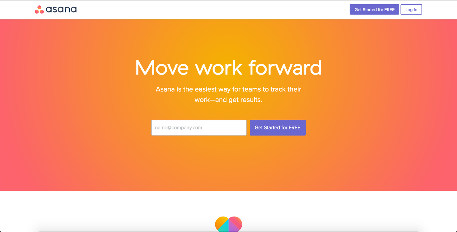 Погляньте на новий сайт Asana з яскравою кольоровою заливкою: