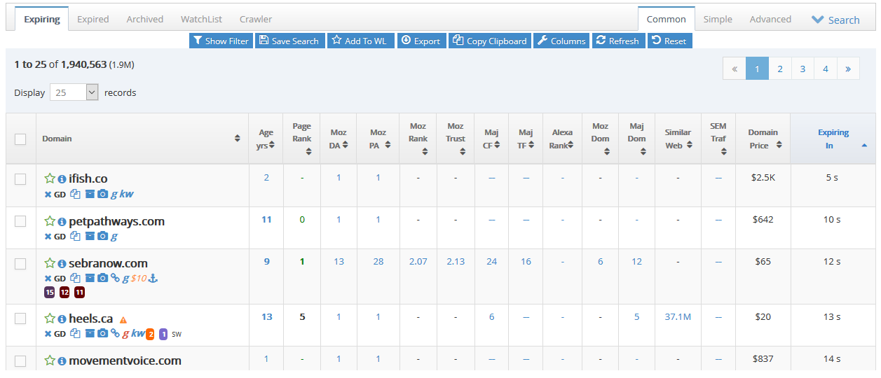 Наприклад, ви зможете дізнатися у скількох доменів за останні 10 днів закінчився термін реєстрації