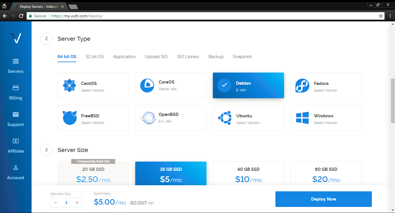 Вибираємо сервер де-небудь ближче до вашого місця розташування, наприклад, в Європі (Сінгапур або Токіо підійдуть для жителів східної частини Росії)