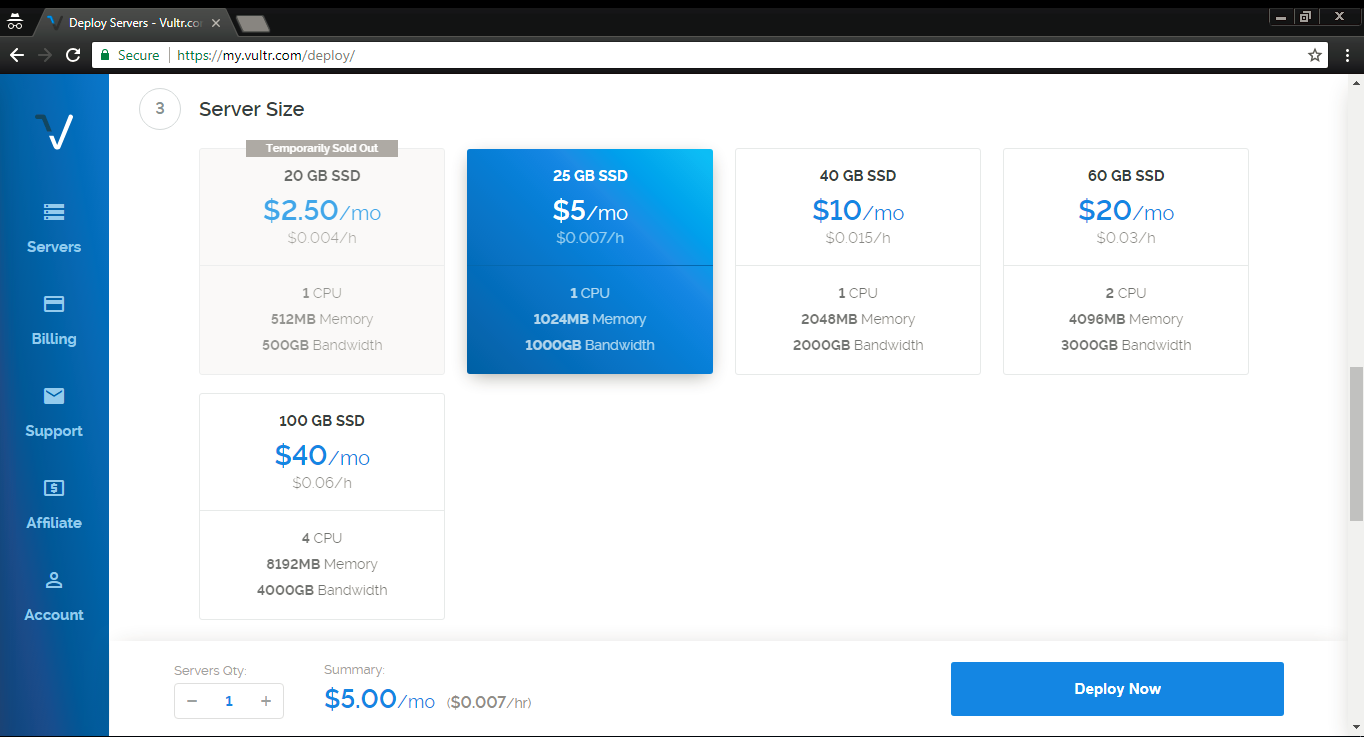 У вкладці Server type вибираємо Debian 9 (x64) - це важливо