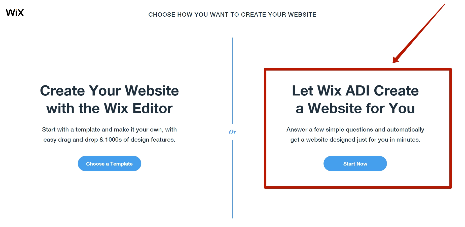 Якщо, при створенні сайту, Вами був обраний спосіб «Wix ADI» (необхідно відповісти на кілька запитань, щоб отримати заготовку сайту), то спочатку необхідно перейти в режим розширеного редактора: