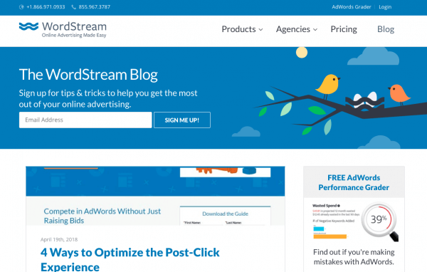Блог Wordstream намагається зробити майстерність PPC доступним кожному