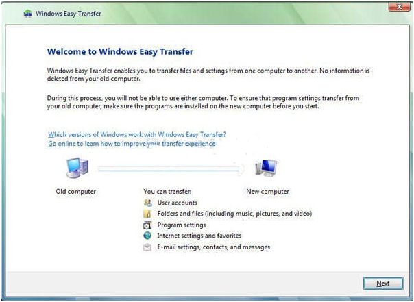«Запустити Windows Easy Transfer»